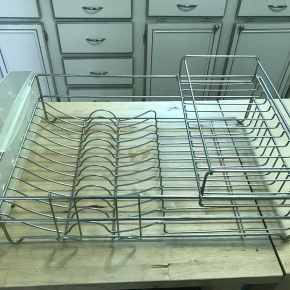unmarked Kitchen Large Jumbo Dish Drying Rack With Silverware